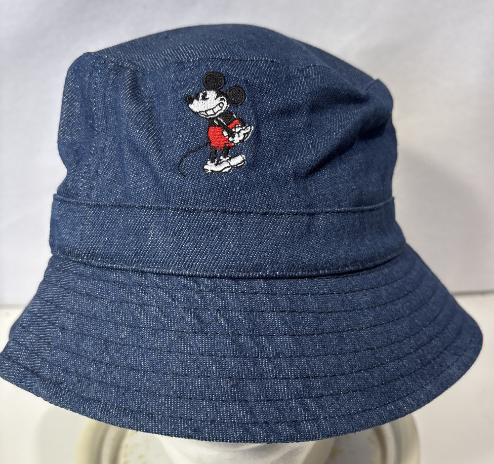 Disney Mickey Mouse Bucket Hat Cap Denim Hot Topic Concept One OS Adult NWT